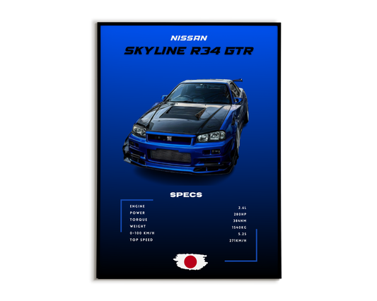 Plakat Nissan Skyline R34 GTR