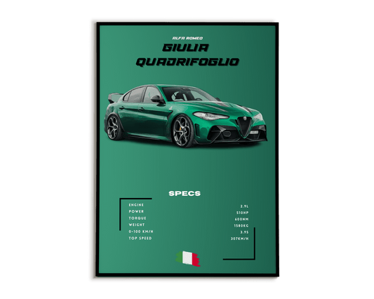Plakat Alfa Romeo Giulia Quadrifoglio