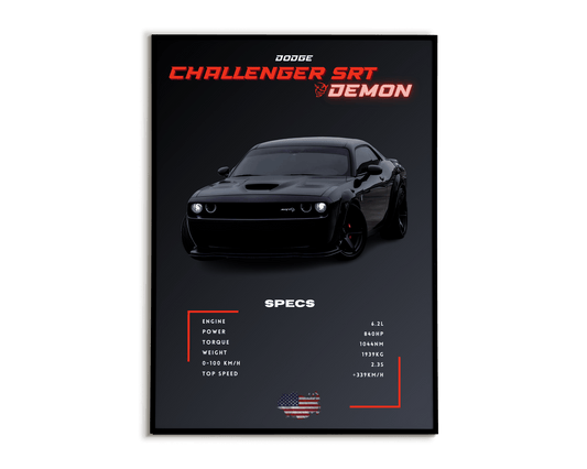 Plakat Dodge Challenger SRT Demon - Plakartify